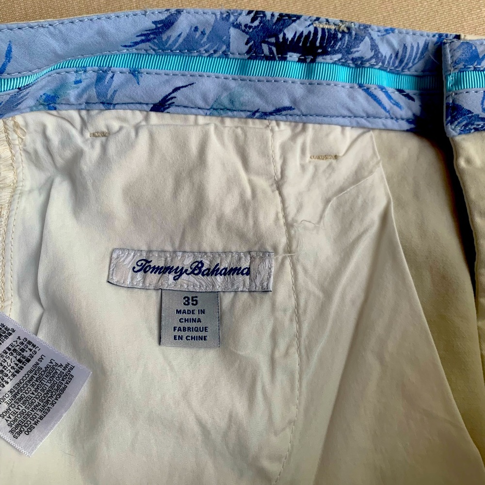 Men’s Tommy Bahama Boracay Shorts. Waist 35”   Inseam 10” bleached sand EUC